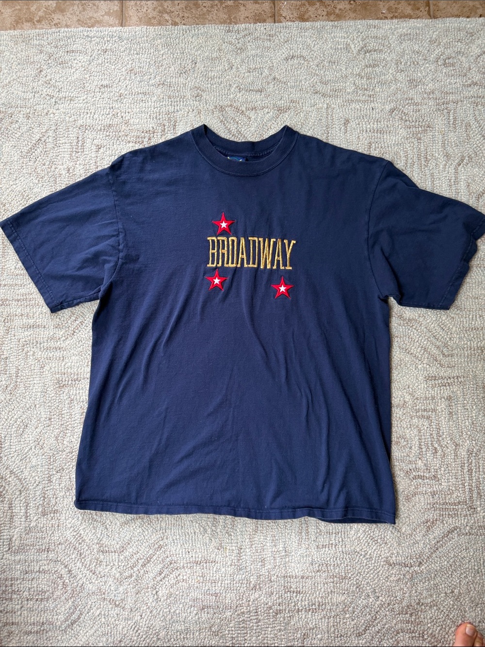 Vintage Navy "Broadway" Graphic Tee with Red Stars Vintage